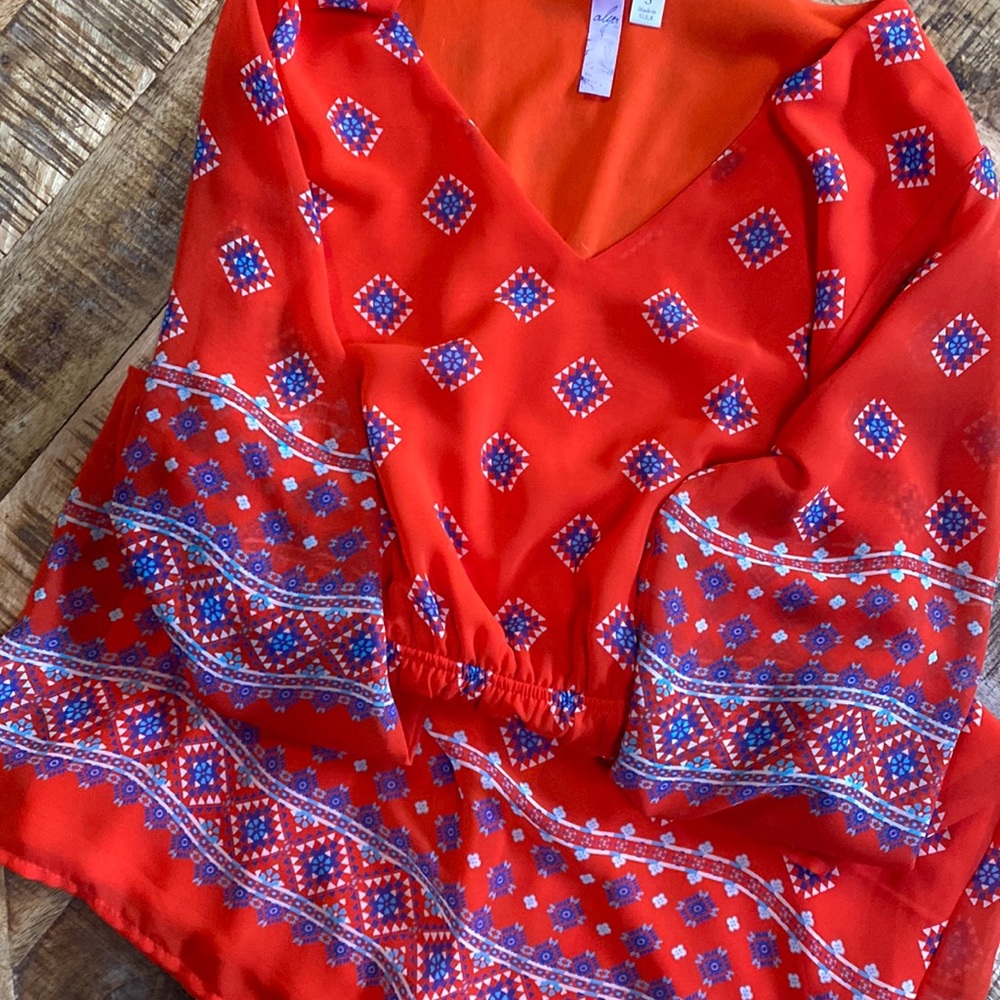 Orange Geometric Print Dress